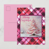 Whimsical Impressionistischer Weihnachtsbaum Pink Postkarte (Vorne/Hinten)