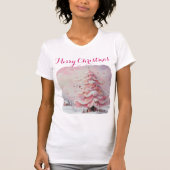 Whimsical Impressionistischer Weihnachtsbaum Pink T-Shirt (Vorderseite)
