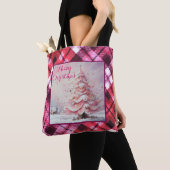 Whimsical Impressionistischer Weihnachtsbaum Pink Tasche (Von Nahem)