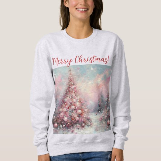 Whimsical Impressionistischer Weihnachtsbaum Sweatshirt (Vorderseite)