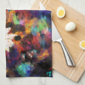 Whimsical Impressionistisches Bläschengemälde Geschirrtuch (Viertel Falte)