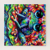 Whimsical Impressionistisches Fröschengemälde Puzzle (Horizontal)