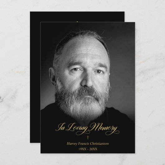 Whimsical In Loving Memory Photo Funeral Service Mitteilungskarte (Vorne/Hinten)