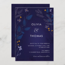 Whimsical Indigo Honey Illustration Flora Wedding