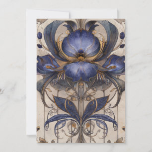 Whimsical Iris Type Blume Illustration Hello Flat Karte