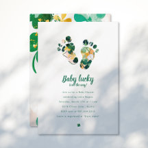 Whimsical Irish Lucky Green Kleeblatt Baby Dusche