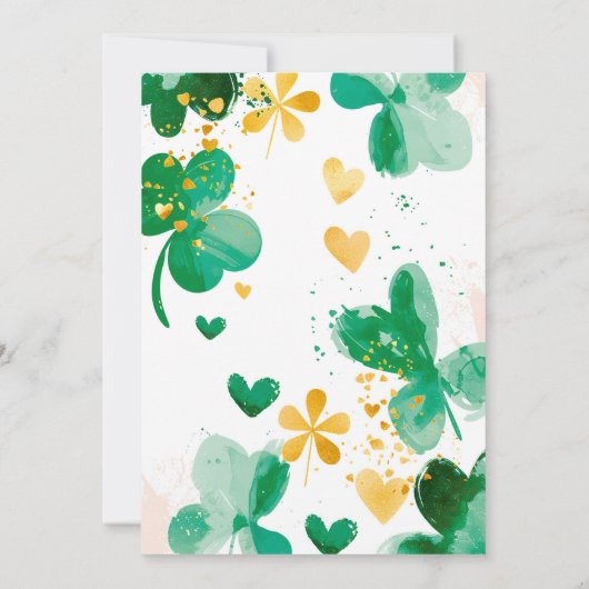 Whimsical Irish Lucky Green Kleeblatt Baby Dusche Einladung (Rückseite)