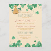 Whimsical Irish Themed Kleeblatt Babydusche Einladungspostkarte (Vorderseite)