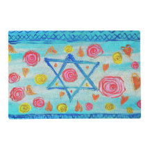 Whimsical israelische Fahne matt mit Blume & Herze