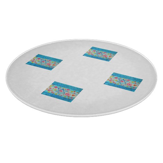 Whimsical israelische Fahne mit Blume & Herzen Schneidebrett (Ecke)