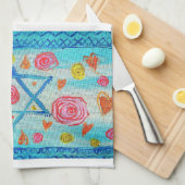 Whimsical israelische Flagge Handtuch mit Blume & (Viertel Falte)