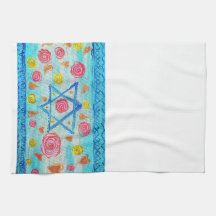 Whimsical israelische Flagge Handtuch mit Blume &