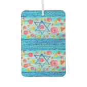 Whimsical israelische Flagge mit Blume & Herzen Autolufterfrischer (Vorderseite)