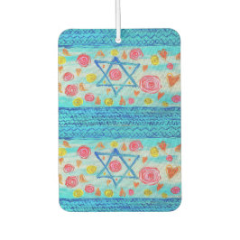 Whimsical israelische Flagge mit Blume & Herzen Autolufterfrischer