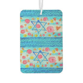 Whimsical israelische Flagge mit Blume & Herzen Autolufterfrischer (Rückseite)