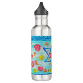 Whimsical israelische Flagge mit Blume & Herzen Edelstahlflasche (Links)
