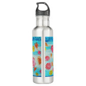 Whimsical israelische Flagge mit Blume & Herzen Edelstahlflasche (Rückseite)