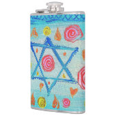 Whimsical israelische Flagge mit Blume & Herzen Flachmann (Links)