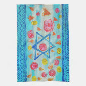 Whimsical israelische Flagge mit Blume & Herzen Geschirrtuch (Vertikal)