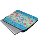 Whimsical israelische Flagge mit Blume & Herzen Laptopschutzhülle (Vorne Knopf)