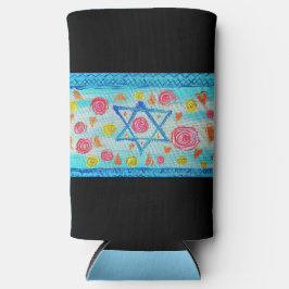 Whimsical israelische Flagge mit Blume & Herzen Selters Dosenkühler