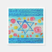 Whimsical israelische Flagge mit Blume & Herzen Serviette (Vorderseite)