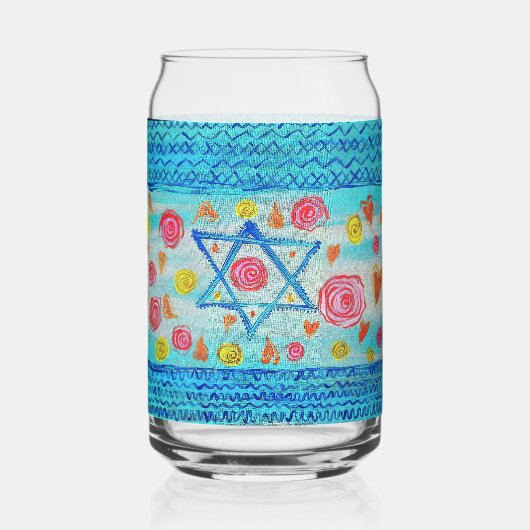 Whimsical israelisches Flaggenglas mit Blume & Her Dosenglas (Rückseite)
