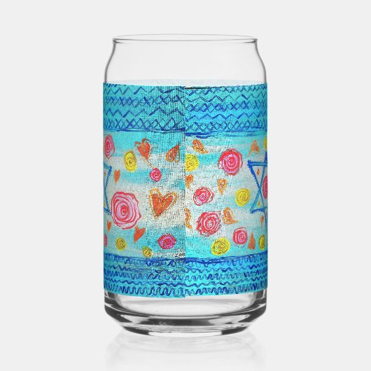 Whimsical israelisches Flaggenglas mit Blume & Her Dosenglas (Rechts)