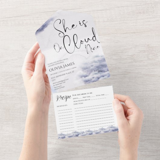 Whimsical ist auf Wolke neun Brautparty All In One Einladung (Abreißen)