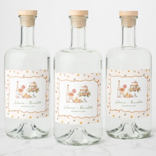 Whimsical Italian Citrus Wedding Alkoholflaschenetikett (Flaschen)