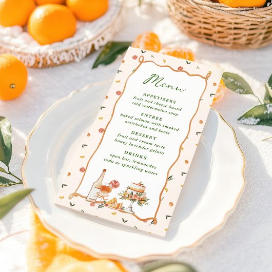 Whimsical Italian Citrus Wedding Menu