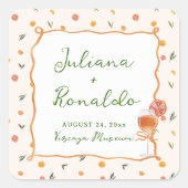 Whimsical Italian Citrus Wedding Quadratischer Aufkleber (Vorderseite)