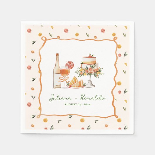Whimsical Italian Citrus Wedding Serviette (Vorderseite)