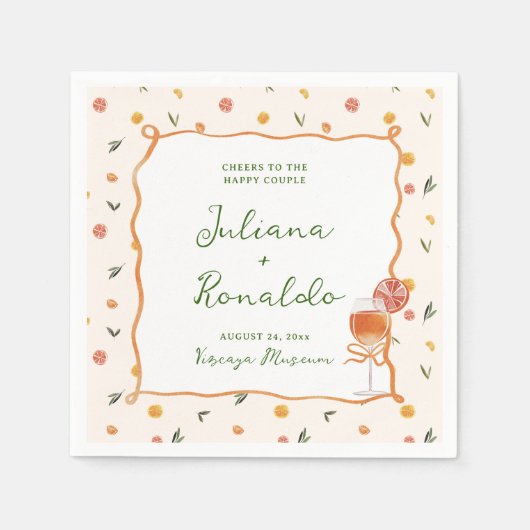 Whimsical Italian Citrus Wedding Serviette (Vorderseite)