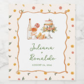 Whimsical Italian Citrus Wedding Weinetikett (Einzelnes Label)