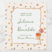 Whimsical Italian Citrus Wedding Weinetikett (Einzelnes Label)