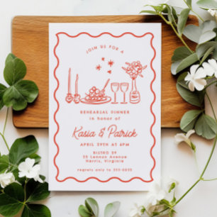 Whimsical Italian Doodle Wedle Probe Dinner Einladung