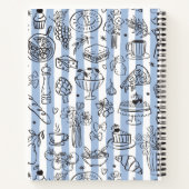 Whimsical Italian Food Illustration Blue Recipe Notizblock (Rückseite)