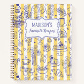 Whimsical Italian Food Illustration Yellow Recipe Notizblock (Vorderseite)