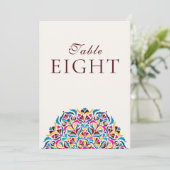 Whimsical Ivory Floral Border Wedding Table Number Einladung (Stehend Vorderseite)