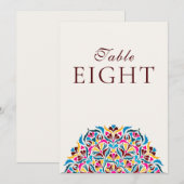 Whimsical Ivory Floral Border Wedding Table Number Einladung (Vorne/Hinten)