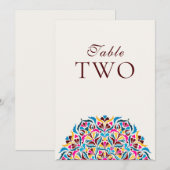 Whimsical Ivory Floral Border Wedding Table Number Einladung (Vorne/Hinten)