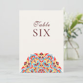 Whimsical Ivory Floral Border Wedding Table Number Einladung (Stehend Vorderseite)