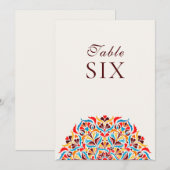 Whimsical Ivory Floral Border Wedding Table Number Einladung (Vorne/Hinten)