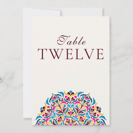 Whimsical Ivory Floral Border Wedding Table Number Einladung (Vorderseite)