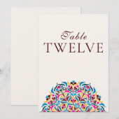 Whimsical Ivory Floral Border Wedding Table Number Einladung (Vorne/Hinten)