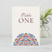 Whimsical Ivory Floral Border Wedding Table Number Einladung (Stehend Vorderseite)