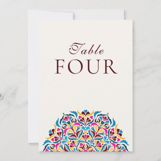 Whimsical Ivory Floral Border Wedding Table Number Einladung (Vorderseite)