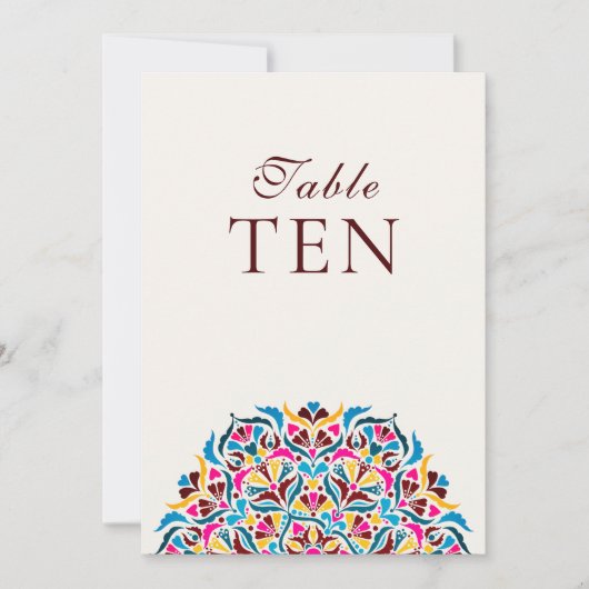 Whimsical Ivory Floral Border Wedding Table Number Einladung (Vorderseite)