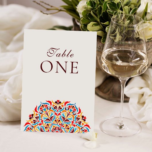 Whimsical Ivory Floral Border Wedding Table Number Einladung